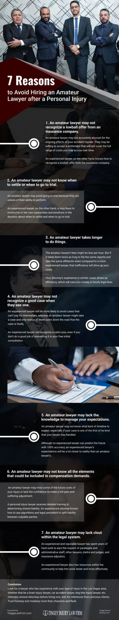 7 Reasons to Avoid Hiring an Amateur Lawyer after a Personal Injury Infographic 7 Reasons to Avoid Hiring an Amateur Lawyer after a Personal Injury Infographic