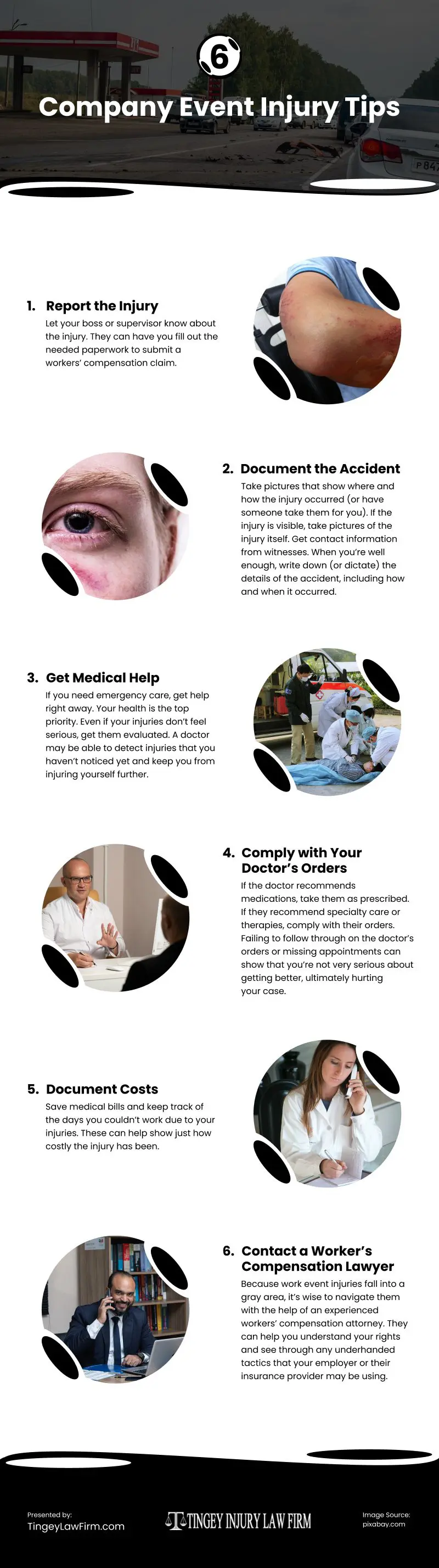 6 Company Event Injury Tips Infographic 6 Company Event Injury Tips Infographic